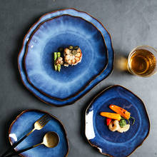 Japanese Ceramic Food Dish Flat Plate Pottery Irregular Dish Dinnerware Dropshipping Wholesale Dishes 2024 - buy cheap
