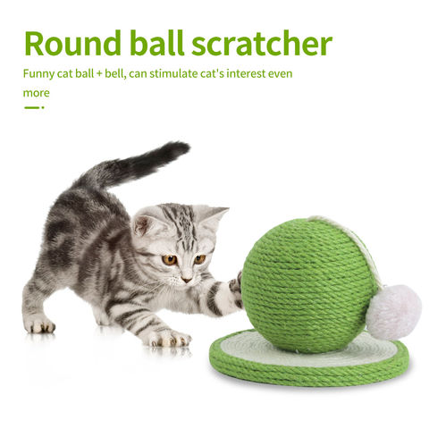 Тканый круглый мяч, сизальный мяч, игрушка для кошек, котят, забавная чесалка, жевательная игрушка, игрушки для игр с основанием, товары для домашних животных 2022 - купить недорого