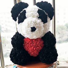 35 cm Valentine's Day gifts giant panda Christmas gift rose teddy bears 3.5 cm flower head roses bear with heart 2024 - buy cheap