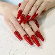 24pcs Red Rose Pattern Fake Nails Full cover Fake Nails Glue DIY Manicure Nail Art Tools 2024 - buy cheap