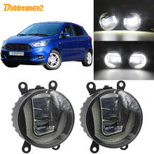 Buildreamen2 2in1 Function Car LED Projector Fog Lamp + Daytime Running Light 12V For Ford Figo Ka+ Ka 2015 2016 2024 - buy cheap