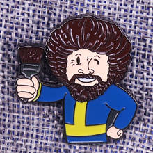 Bob Ross with brush Lapel Pin Vault boy painter enamel pin the artist badge funny game jewelry 2024 - buy cheap