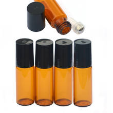 5Pcs 5ml Amber Glass Bottles Stainless Steel Roller Ball for Essential Oil Perfume Roll On Vial 2024 - buy cheap