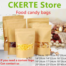 100pcs/lot Kraft Paper Bag Window Zip lock Empty Dried Food Fruit Tea Gift package Self Sealing Zipper Stand up Bags 2024 - buy cheap