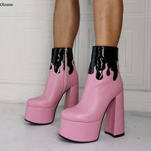 Olomm 2021 nova moda feminina inverno plataforma ankle boots sexy praça saltos altos dedo do pé redondo rosa sapatos de festa feminino tamanho eua 6-10.5 2024 - compre barato