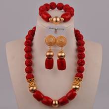 Nigeria Red Coral Jewelry Set African Wedding Coral Beads Bridal Jewelry Sets for Women 2-4-B2 2024 - buy cheap