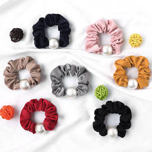 New Pearl Imitation Silk Satin Fabric Scrunchie Women Girls Elastic Hair Rubber Bands Accessories Tie Hair Rope Ring Headdress 2024 - buy cheap