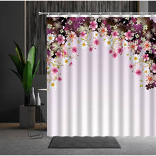 Shower Curtain Spring Natural Scenery Purple Flower Green Leaf Butterfly Machine Washable Photography Background Wall With Hooks 2024 - buy cheap