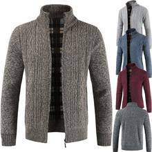 Suéter de malha grossa com gola alta, cardigã grosso, jaqueta térmica masculina, casaco de inverno 2024 - compre barato