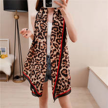 Bufanda de seda de lujo para Mujer, Pashmina, chal largo, Foulard de leopardo 2024 - compra barato
