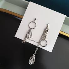 Fashion punk hip hop asymmetric virgin Buddha fringed Earrings geometric metal chain long pendant earrings for men and women 2024 - buy cheap