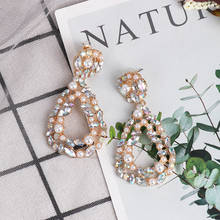 Pendientes colgantes de Cristal AB brillante, aretes de perla de imitación blanca Vintage, joyería de amor nupcial para boda 2024 - compra barato