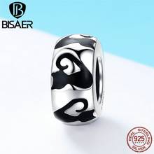 Miçangas de prata esterlina 925, espaçador preto, gato, rabo longo, charme para pulseira bisaer, pulseira original diy, fabricação de joias ecc825, venda imperdível 2024 - compre barato