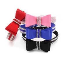 Shiny Rhinestone Bowtie Pet Dog Collar Pet Adjustable Leather Soft Collar Necklace for Small Medium Dogs 2024 - buy cheap