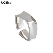 Vintage Silver Color Ins Style Geometric Square Smooth Open Ring For Women Party Gifts Jewelry 2024 - buy cheap