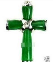 Noblest green jade Cross Pendant + Necklace 2024 - buy cheap