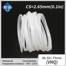 1 pc/lote oring de borracha de silicone vmq cs 2.65mm id53/61.5/67/71/75mm silicone o-ring junta arruela à prova dsilica água sílica gel 2024 - compre barato