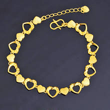 Желтое Золото Цвет, браслеты с брелоками для женщин, «любящее сердце» Браслеты & Браслеты-кольца с браслет женский браслет свадебные украшения вечерние подарки 2024 - купить недорого