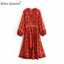 Boho Queens women floral print  beach long Bohemian Robe dress Ladies Summer Boho Maxi dress vestidos 2024 - buy cheap