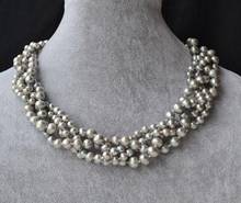 Уникальные жемчужные украшения, серое ожерелье из натурального жемчуга, 4 ряда, ожерелье из пресноводного жемчуга, изысканные украшения 2024 - купить недорого