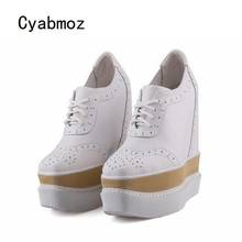 Cyabmoz Height increasing Shoes Woman Genuine Leather Casual Sneakers Hidden High heels Party Ladies Platform Carved Women Shoes 2024 - buy cheap