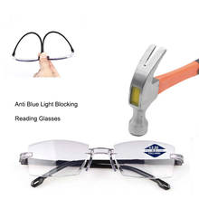 Ultraleve óculos de leitura sem aro homem anti azul luz computador óculos presbiopia para mulher óculos antiazuis + 1.5 2.0 + 2.5 2024 - compre barato