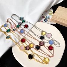 High Fashion Irregular Colorful Crystal Pendant Necklace Luxury French Elegance Romantic Jewelry For Women Party Wedding 2024 - buy cheap