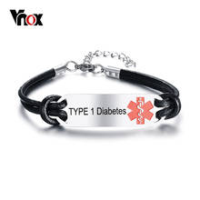 Pulseira vnox de identificação médica, pulseira para homens e mulheres do tipo 1 2024 - compre barato