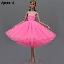 Vestido de verão curto rosa, vestidos de balé para boneca barbie, roupas de festa, roupas para bonecas barbie, roupas, 1/6, acessórios de bonecas 2024 - compre barato