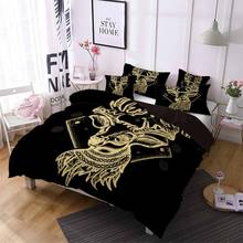 Gold Deer Soft Duvet Cover Set Luxury Black Bed Linen Set Full Queen King Double Size Boys Winter Home Microfiber Bedding Set 2024 - buy cheap