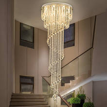 Dupla longa espiral escada lustre de cristal iluminação para restaurante salão do hotel lustres teto cristal zyrandol 2024 - compre barato