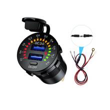 12V 24V QC 3.0 Dual USB Car Charger Waterproof 18W USB Outlet Fast Charge with LED Voltmeter ON OFF Switch Power Cable 2024 - buy cheap