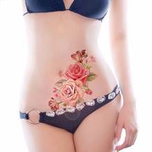 Indiano árabe falso tatuagem temporária adesivo rosa flor braço ombro tatuagem à prova dbig água senhora mulher grande flor no corpo arte 2024 - compre barato