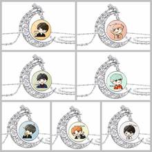 Kpop banda desenhada bangtan meninos pingente colar lua vintage cristal colar fãs presente estilo coreano kpop colar jóias 2024 - compre barato