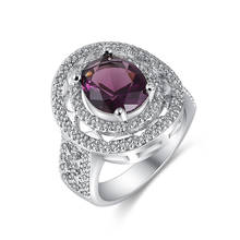 Изысканное модное открытое серебряное кольцо с фиолетовыми кристаллами для свадебной вечеринки, свадебные женские ювелирные изделия, подарок 2024 - купить недорого