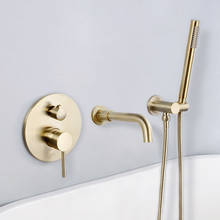 Bathroom Bathtub Shower Faucet Set Solid Brass Hot & Cold Shower Mixer Tap With Handheld In-Wall Type Rotating Brushed Gold 2024 - buy cheap