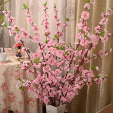 160 piezas de cerezo Artificial de primavera, rama de flor de melocotón, árbol de flores de seda para decoración de fiesta de boda, blanco, rojo, amarillo y rosa 2024 - compra barato