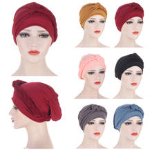 India Women Ladies Muslim Hair Loss Stretch Turban Caps Cancer Chemo Hat Solid Color Braid Headscarf Beanie Bonnet Islamic Cover 2024 - buy cheap