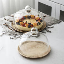 Wooden Dinner Plate, Glass Cover, Round Cake Tray, Tableware, Fruit Bread Tray, Dessert Table, Display Tray, Restaurant Supplies 2024 - buy cheap