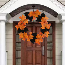 Coroa de flores estilo europeu, decoração de halloween, morcego, guirlanda, pingente comercial, janela, porta, pendurado, folha de bordo para decoração de casa #45 2024 - compre barato