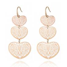 3 Hollow Lovey Cute Long Heart Pendant Drop Earring Silvery Gold Mix Color Earrings For Women Girl 2020 New Fashion Jewelry 2024 - buy cheap