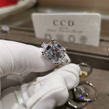Choucong-anillo de compromiso de Plata de Ley 925 con zirconia cúbica, anillo de compromiso con corte Asscher, 12mm, para hombres y mujeres 2024 - compra barato