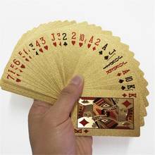 24K золотые игральные карты покер игра палуба Золотая фольга покер набор пластиковые волшебные карты водостойкие карты магия 2024 - купить недорого