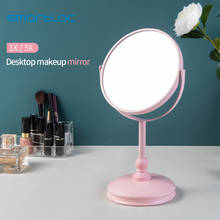 Espejo de maquillaje compacto giratorio de 2 caras, espejo redondo de doble cara para escritorio, con aumento de 5X, con diseño de tocador 2024 - compra barato