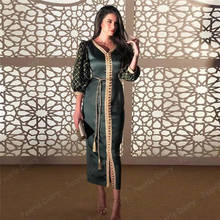 Moroccan Kaftan Evening Dresses Dubai Abaya Arabic Gold Embroidery V-Neck Caftan Dress Elegant Special Occasion Gowns 2021 Prom 2024 - buy cheap
