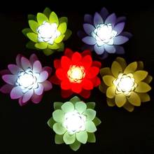 Светодиодный светильник в форме цветка лотоса Сад Бассейн лампа светодиодный ночник пейзаж Декор праздничное освещение пруд 2024 - купить недорого