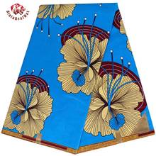 BintaRealWax African Cotton Fabric Blue Background Women Party Dress Sewing Material Realwax 6 Yards/lot Cloth 24FS1134 2024 - buy cheap