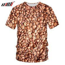 Camiseta masculina de grãos de café ujwi, camiseta com gola em o para criatividade 3d, camiseta com estampa casual, atacado 2024 - compre barato