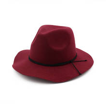 Фетровая шляпа для мужчин и женщин, имитация шерсти, зимние женские фетровые шапки, мужская мода, черный топ, джазовая шляпа, фетровая шляпа, головной убор, Sombrero HF156 2024 - купить недорого
