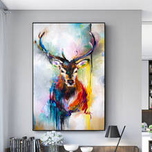 Pintura em tela graffiti arte animal colorido veados posters e impressões abstratas arte da parede imagem para o quarto escritórios decoração de casa 2024 - compre barato